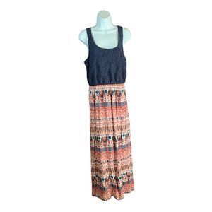 Three Pink Hearts Trixxi Women's Maxi Dress Size Large Lace Tie Dye Sleeveless